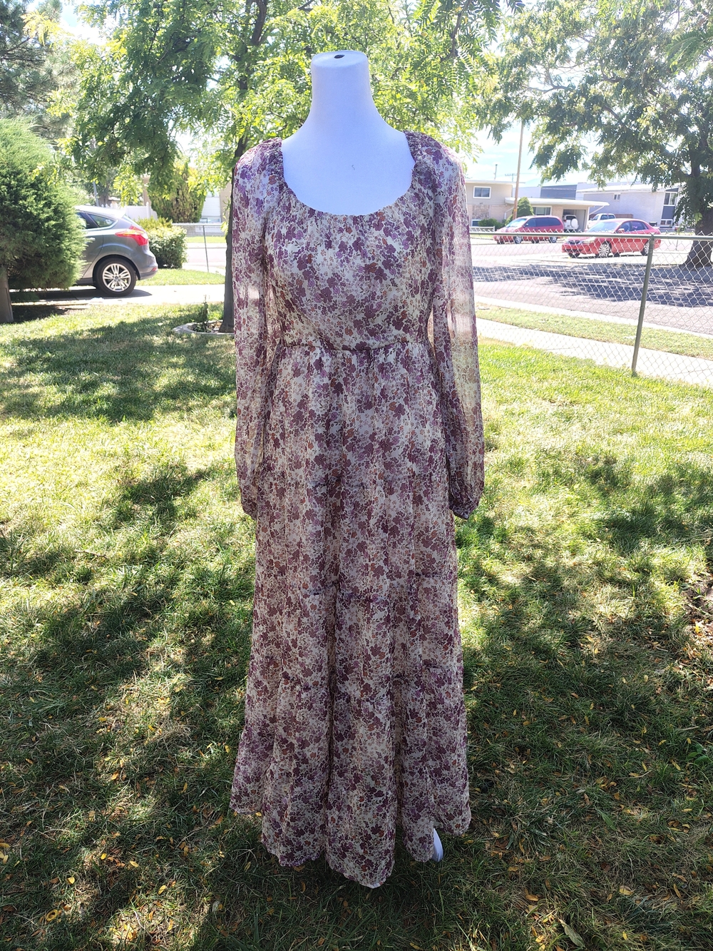 In Bloom Burgundy Floral Long Sleeve Maxi Dress
